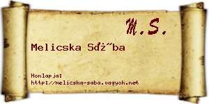 Melicska Sába névjegykártya